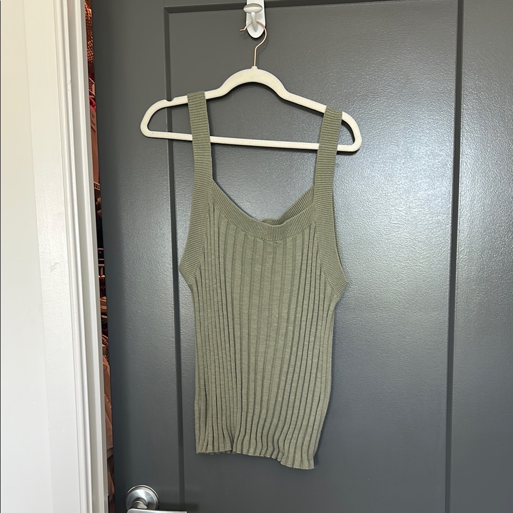 LOFT Green Ribbed Tank Top